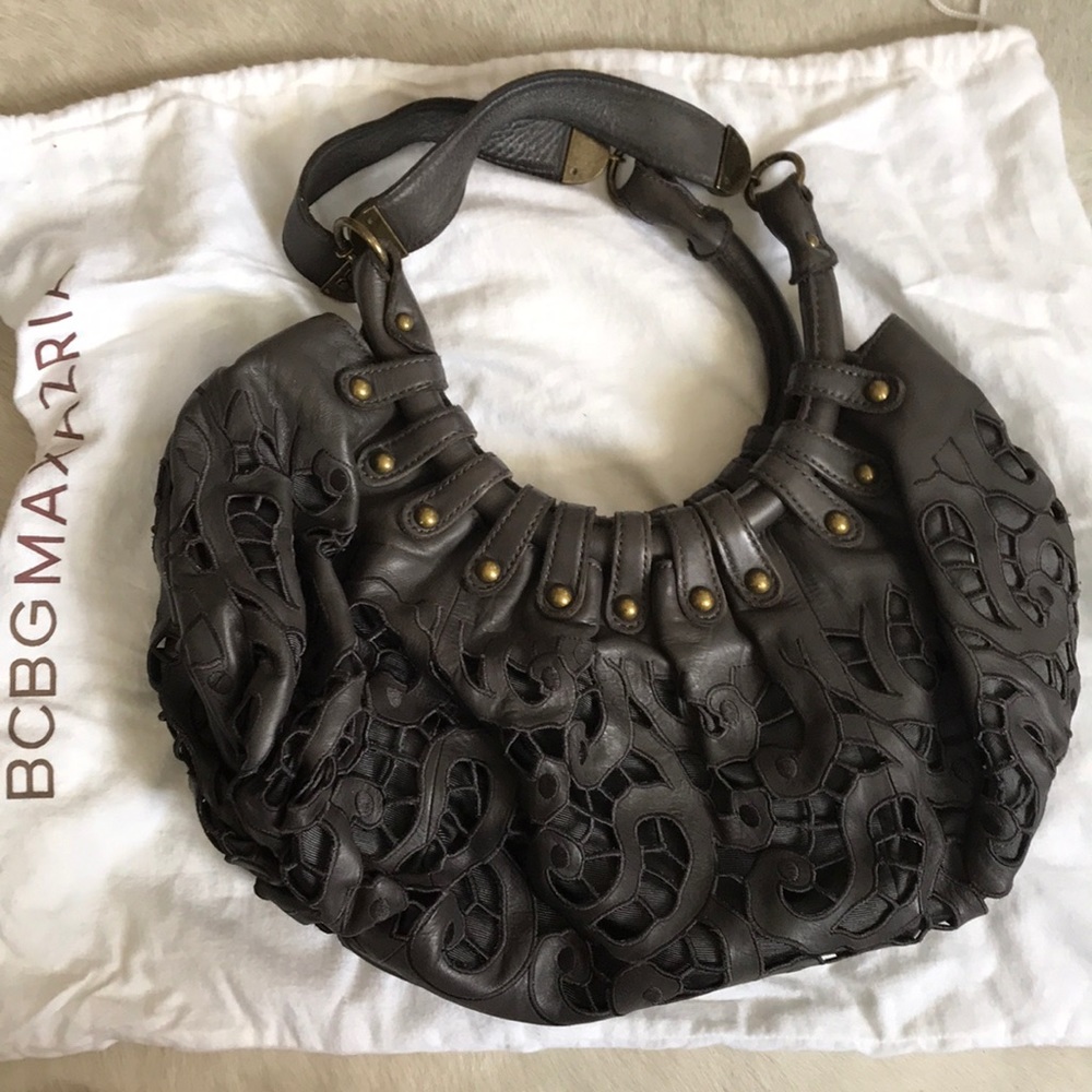 BCBG Maxazria grey cut out leather purse!!!